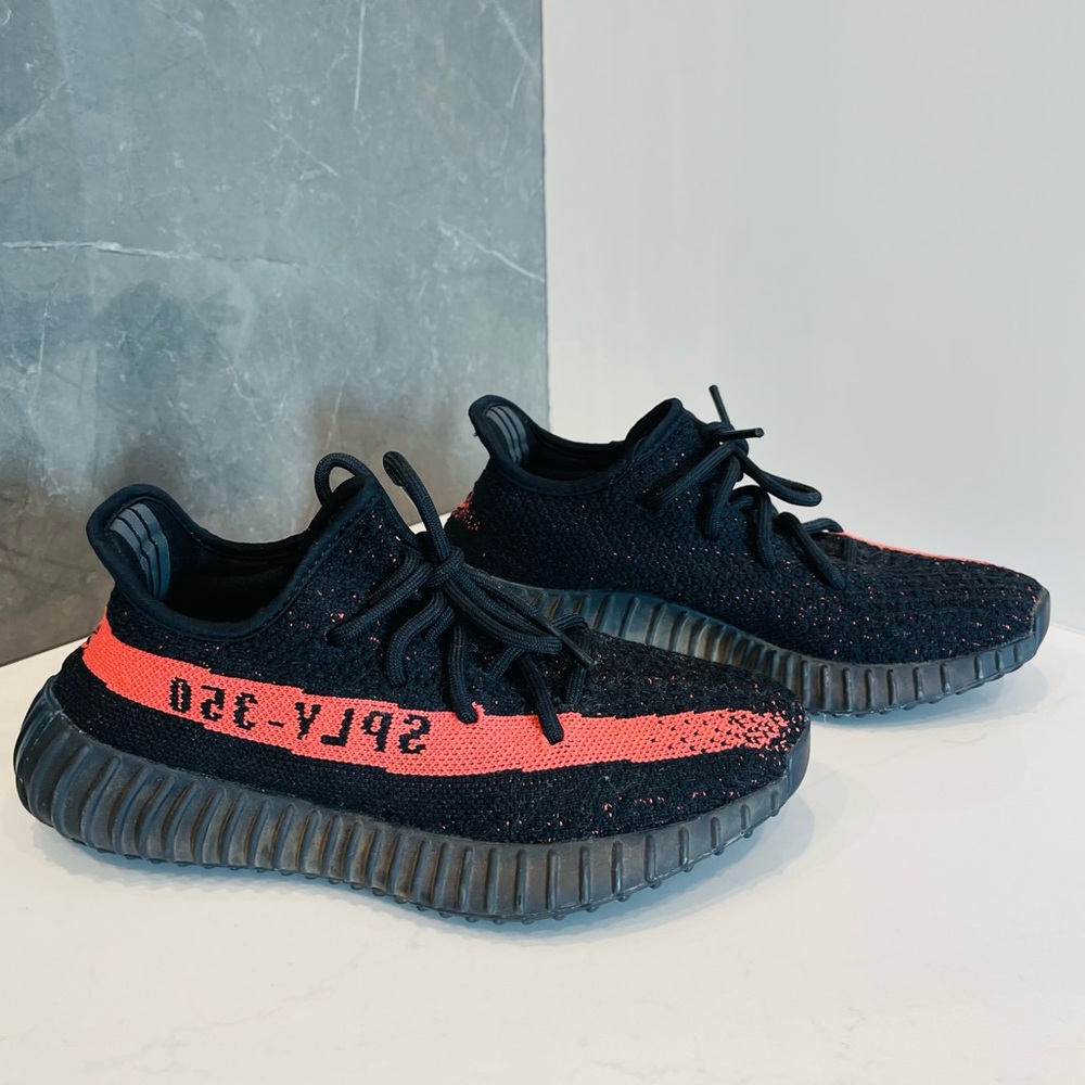Adidas Yeezy Boost 350 V2 Black Red Kids Shoes